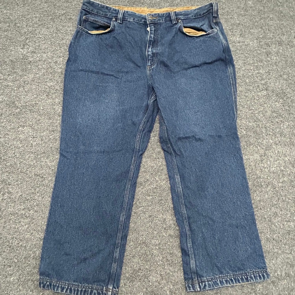 Duluth Trading Co Jeans Mens Size 42x28 Blue Lined Relaxed Fit Cotton Workwear